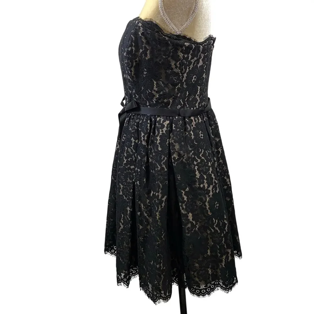Nwt Robert Rodrigues Neiman Marcus for Target Strapless Black Lace Dress Size 10